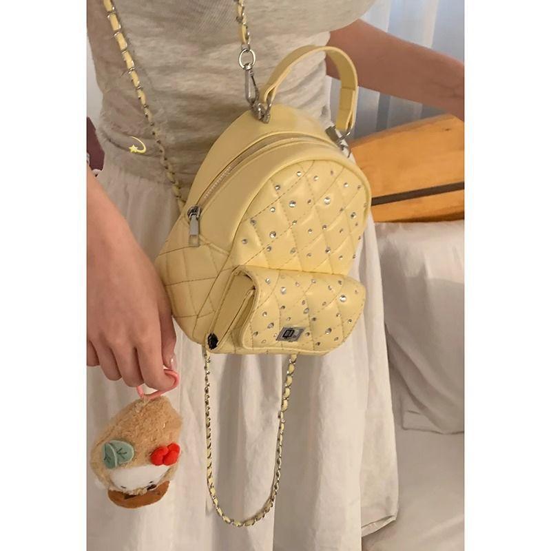 Рюкзак Xiaoxiangfeng женский 2025 новый модный ромбовидная сумка-цепочка универсальный дорожный маленький рюкзак