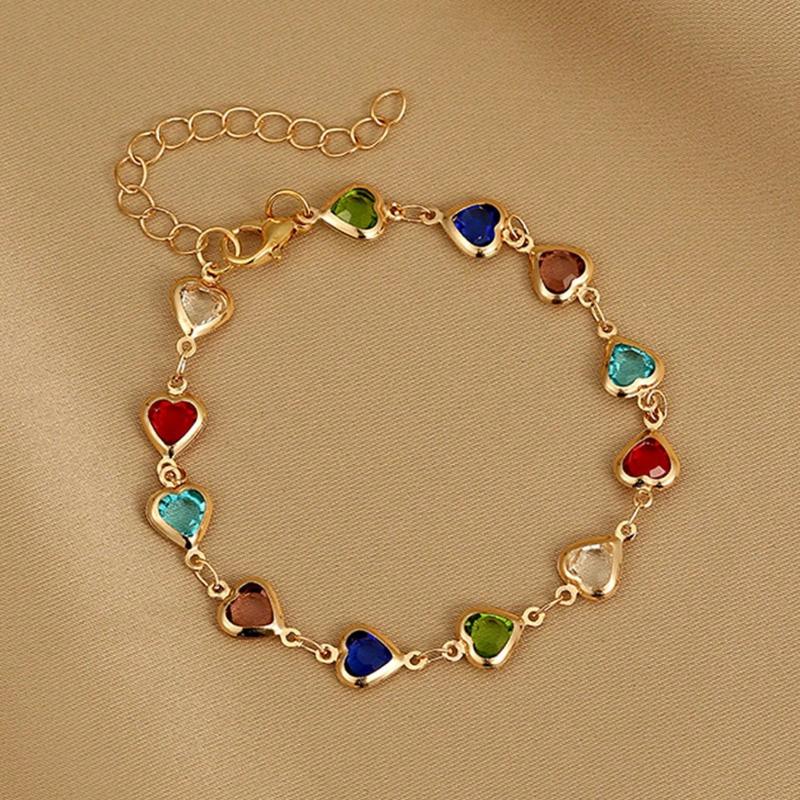 1 шт. Красочный блестящий браслет с элегантным дизайном в виде кубического сердца, подходит для повседневной носки/вечеринок, подарок на фестиваль