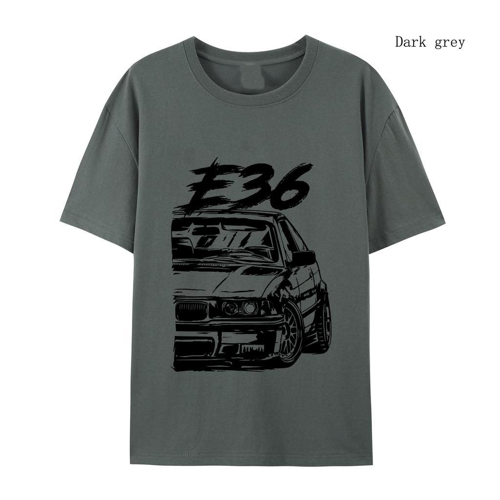 Футболка E36 Высококачественные футболки E36 Летние свободные футболки с коротким рукавом Хлопковые свободные уличные топы