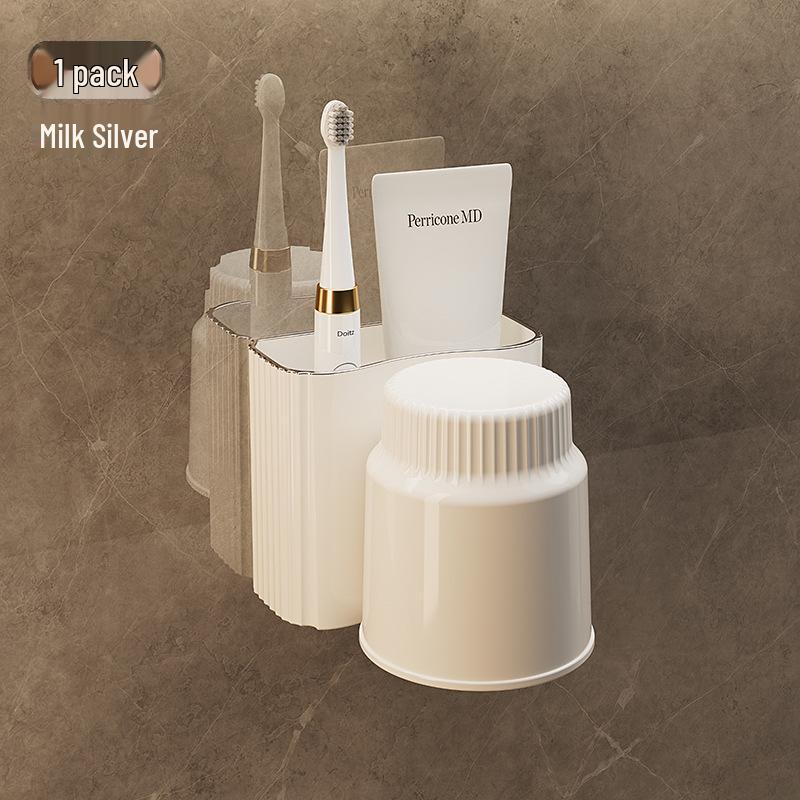 Настенный набор для ванной без сверления: Подставка для зубных щеток и стакан для полоскания рта