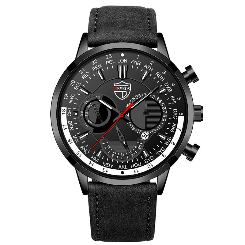 Модные мужские часы класса люкс для мужчин, деловые кожаные кварцевые наручные часы, мужские повседневные спортивные часы с браслетом и светящимися часами