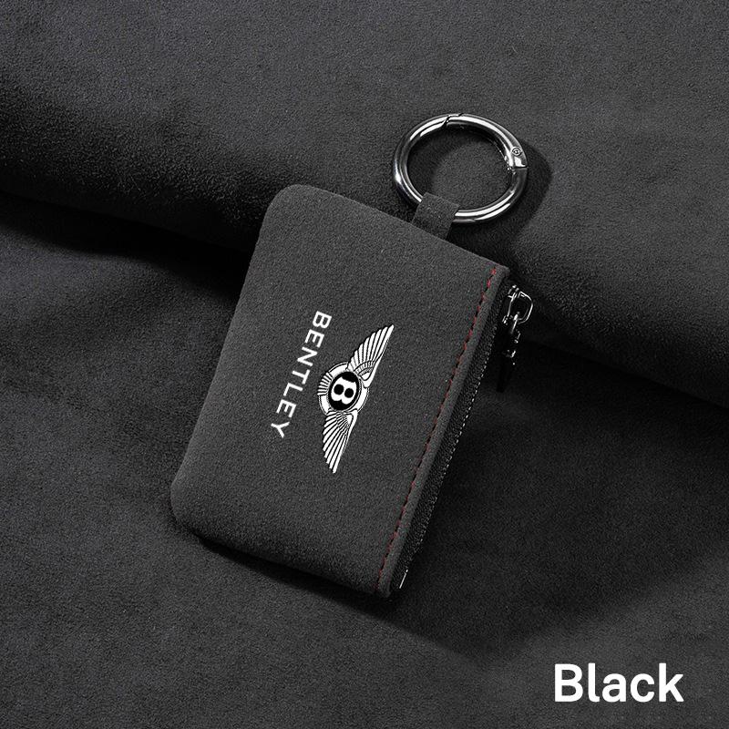 B-Bentley-B LOGO Suede Car Key Bag Wallet Card Coins Pouch For New Bentley Continental GT MULLINER Bentayga Flying Hurtling Spur CL9