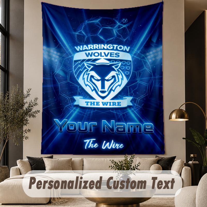 Custom Text Tapestry Warrington Wolves FC Print Wall Tapestry Indoor Living Room Wall Decor