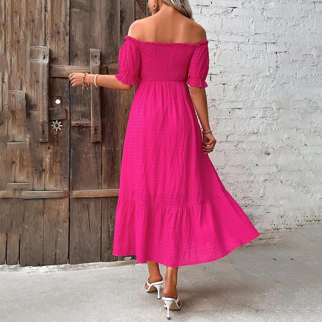 Женское повседневное платье трапециевидной формы длиной до щиколотки с высокой талией на весну и лето, с коротким рукавом и цветочным принтом, с разрезом на шее