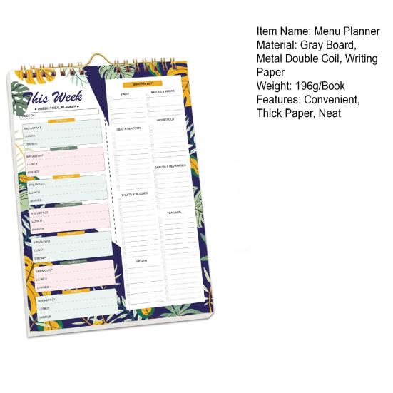 52-недельный отрывной блокнот для планирования питания, на спирали, с отрывным списком покупок, недатированный блокнот для планирования меню для кухни