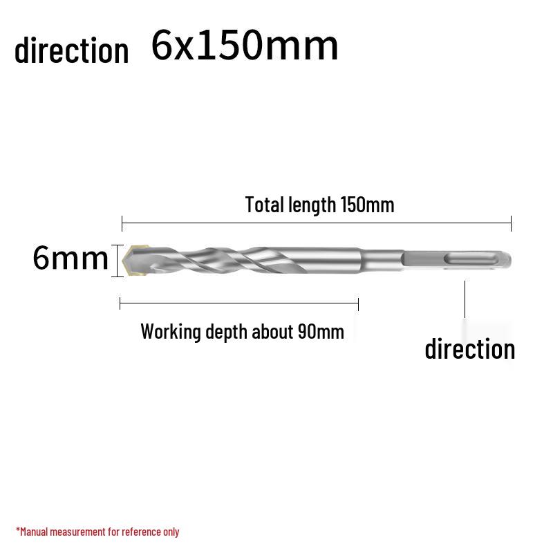 Сверло ударное 4-зубое с квадратным хвостовиком для бетона, сверло 2-зубое с круглым хвостовиком для расширения отверстий 150 мм
