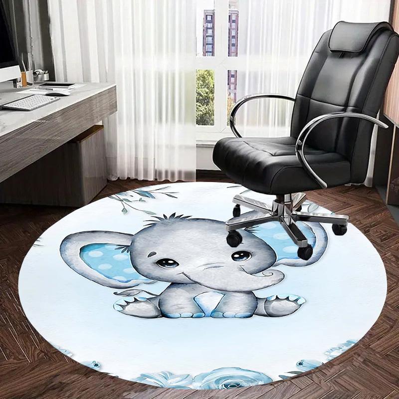 1PC Elephant Non-Slip Floor Round carpet, Office, family, bedroom, Large Area Rug Indoor Rugs,  Durable PolyesterH0318