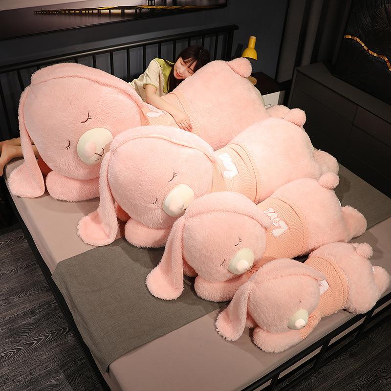 Large Bunny Throw Pillow Plush Toy Sweater Bunny Doll Children'S Soothing Cloth Doll Girl Birthday Gift