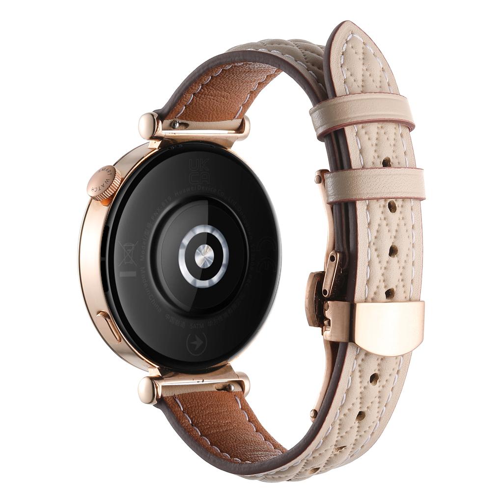 18mm Watch Band For Huawei Watch GT 5 Pro 42mm/GT 5 41mm/GT 4 41mm/Garmin Venu 3S ,Genuine Cow Leather Diamond Pattern Strap