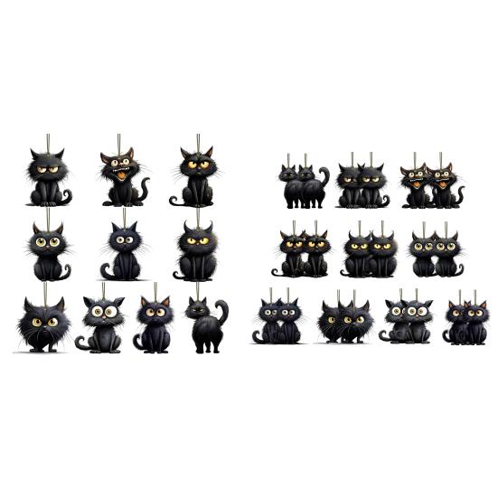 10/20 шт. Хэллоуин Черный кот Подвесное украшение В помещении На улице Зеркало заднего вида автомобиля 2D Плоский акриловый котенок Подвесное украшение Подвеска