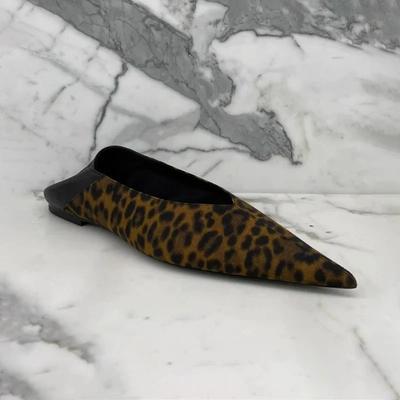 Женские леопардовые туфли на плоской подошве с острым носком, летняя дизайнерская новая повседневная обувь для ходьбы, сандалии, удобное платье, Mujer Zapatos, шлепанцы