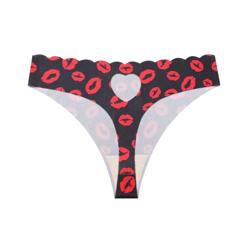 FINETOO 1 шт. Женские бесшовные стринги, леопардовый принт, красные губы, в форме сердца, модное дышащее быстросохнущее нижнее белье, подарок на День святого Валентина