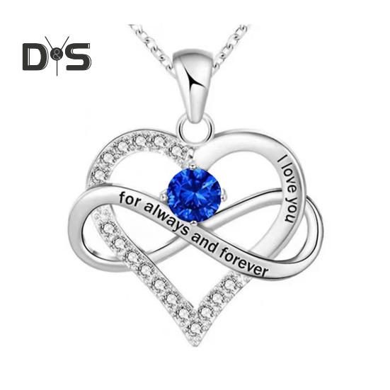 Ожерелье в форме сердца для женщин, романтичное, с надписью «Я люблю тебя вечно», ожерелье с подвеской в форме сердца из кубического циркония на День святого Валентина, подарок на годовщину