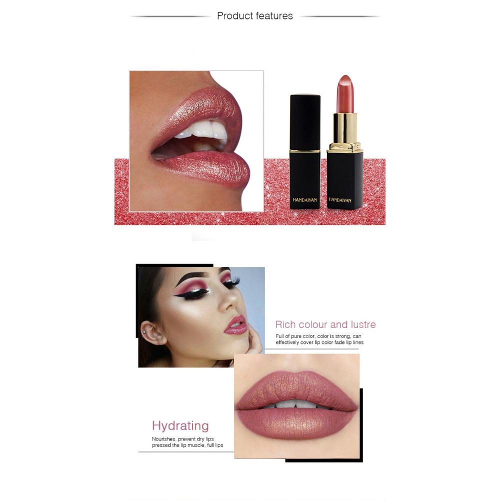 HANDAIYAN Mermaid Ji Shiny Metal Pearly Color Change Color, Warm, Red Gilt Gold Lip Balm