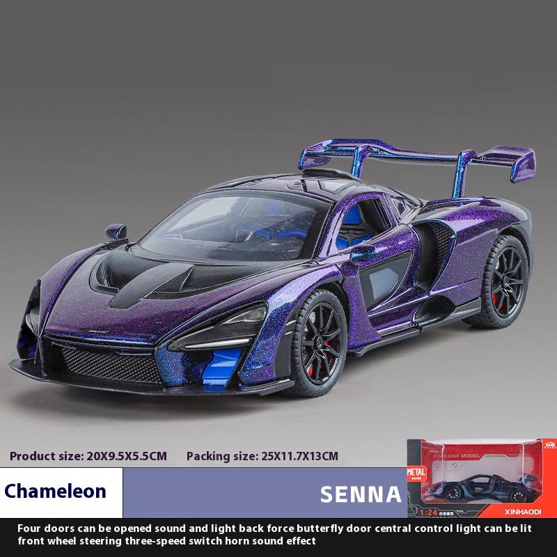 Масштаб 1/24 Сплавная модель суперкара McLaren Senna, Детская игрушечная машина со светом и звуком, Подходит для подарков на день рождения мальчикам