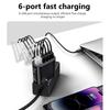 48W 6 Ports USB Charger Quick Charger 3.0 Fast Mobile Phone Charger For Samsung Xiaomi iPhone 14 13 Wall Chargers US EU Plug