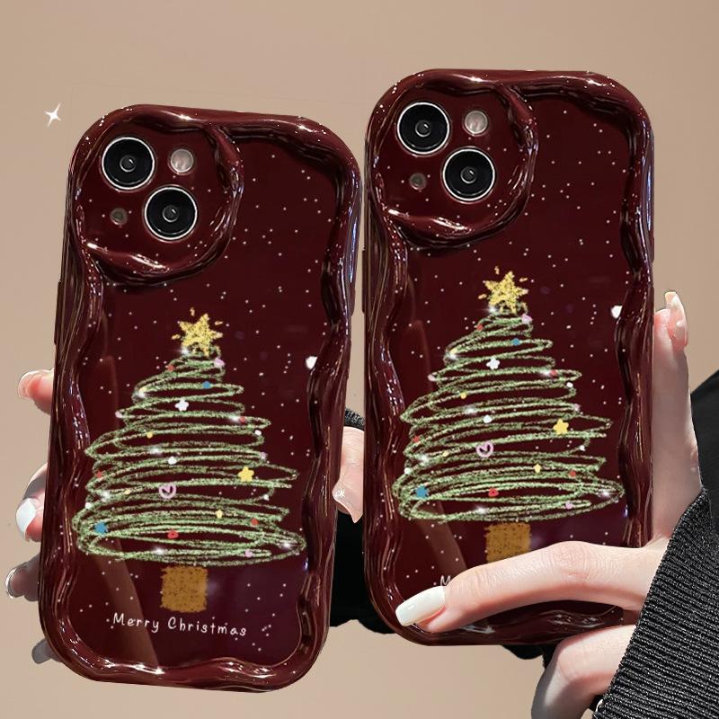 Applicable To Apple 15promax Mobile Phone Case IPhone 14plus/13 Christmas Tree Lanyard 11/12 Silicone Anti-fall