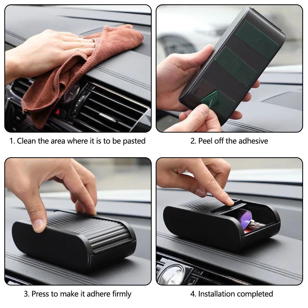 Черный Портативный Раздвижной Открывающийся Бокс для Хранения на Консоль Автомобиля Большой Вместимости Самоклеящийся Пластиковый Органайзер для Автомобиля