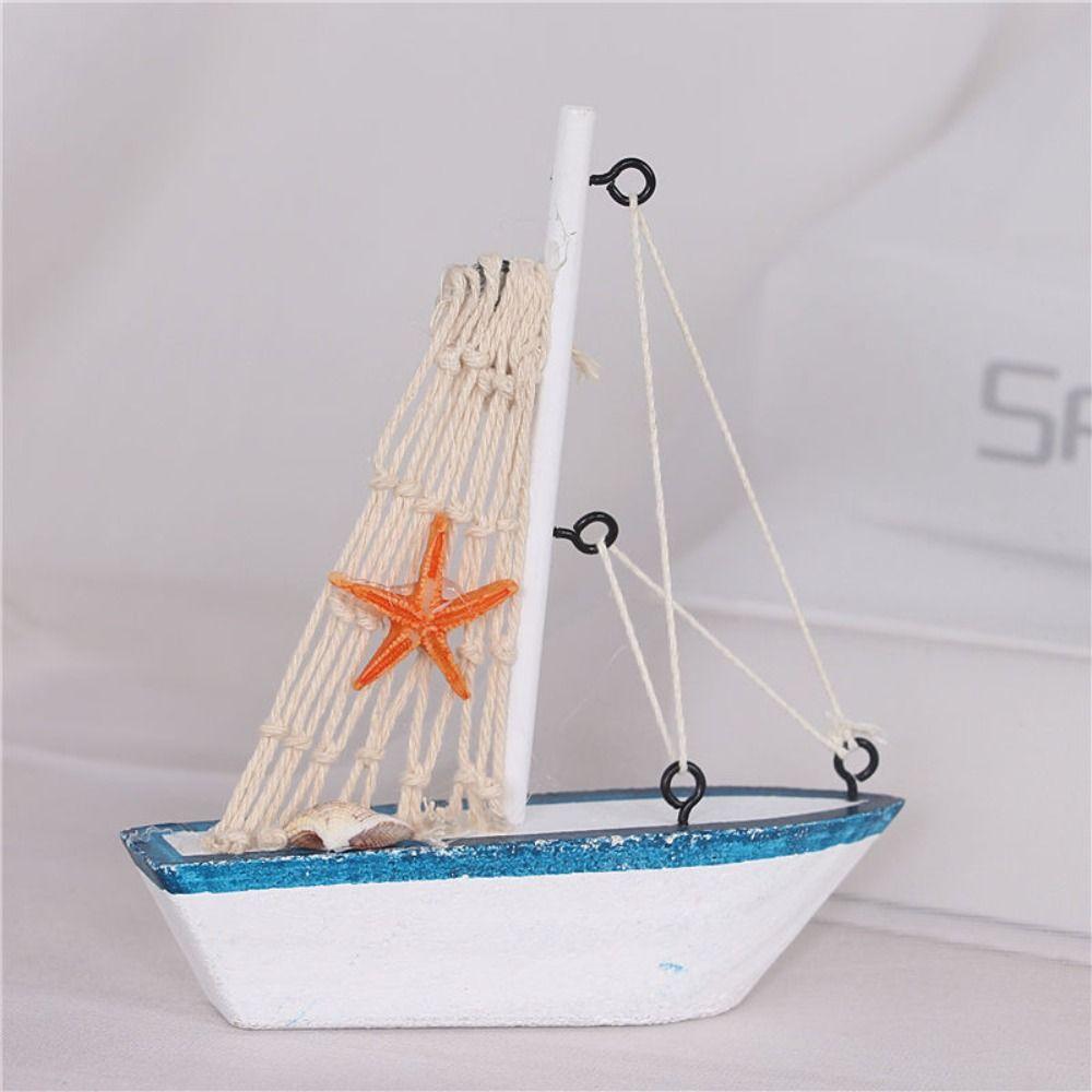 Wooden Crafts DIY Micro Landscape Sailing Miniature Figurines Sailboat Ornaments Sailing Model