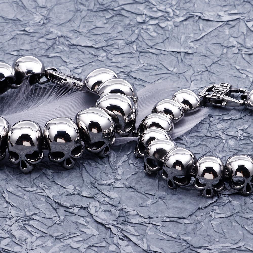 Панк-рокер, цепочка на голову с черепом, мужской браслет из полированной нержавеющей стали, мужские браслеты дружбы, готические мужские ювелирные аксессуары
