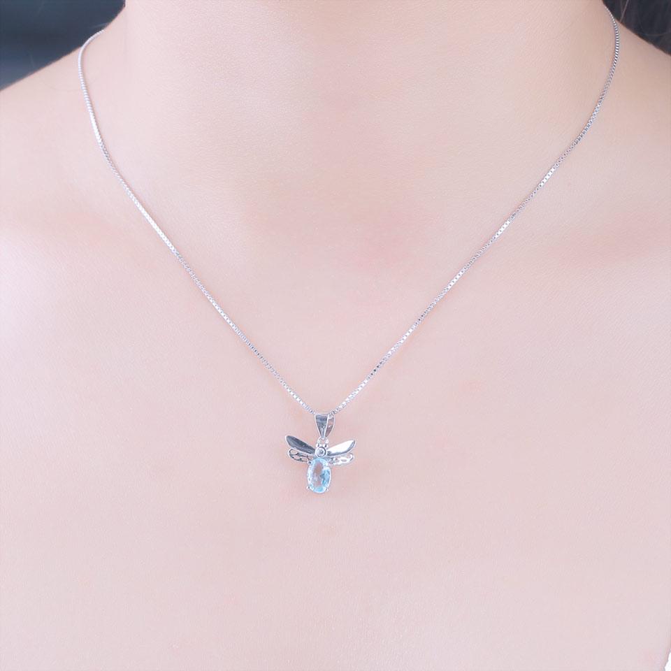 Umcho Sky Blue Topaz Pendants Necklaces Jewelry Lovely Honey Bee Design Pendant With Chain Fine Jewelry