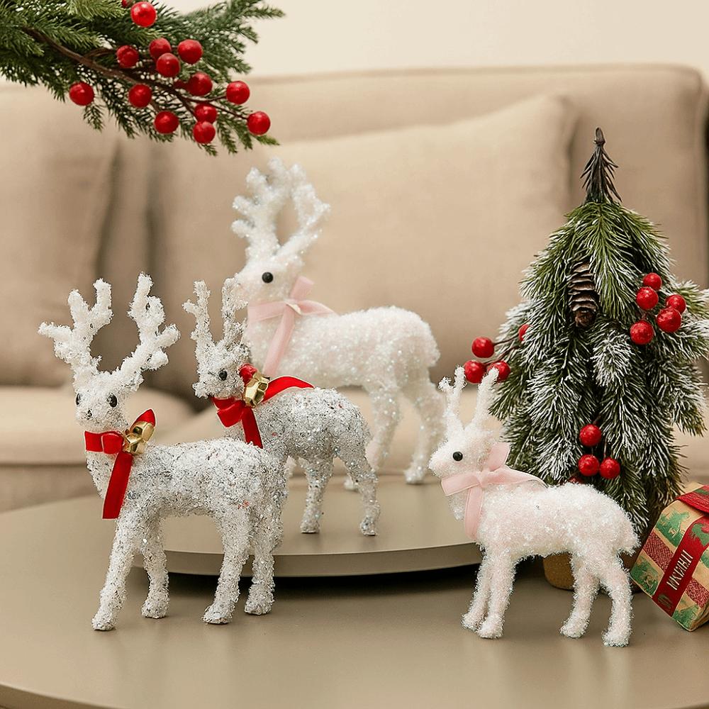 Блестящие рождественские украшения в виде оленей, мультяшная скульптура оленя, Новый год