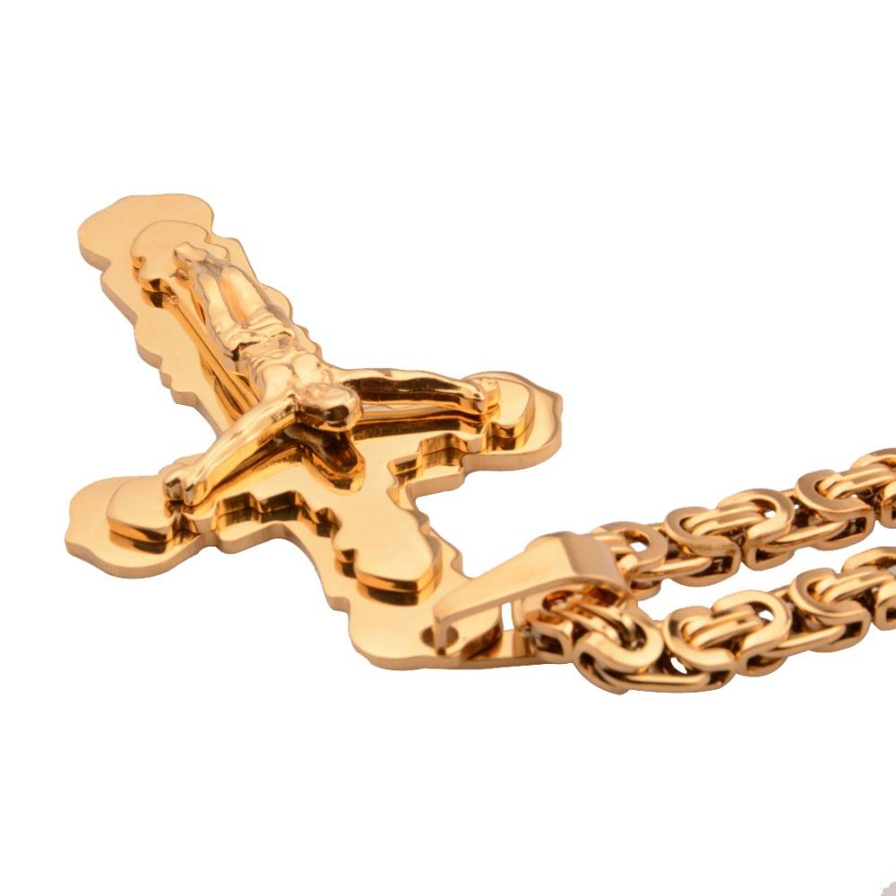 Большой крест ожерелье из нержавеющей стали золотого цвета модный кулон и цепь рождественский подарок для мужчин/женщин Священная Библия ювелирные изделия