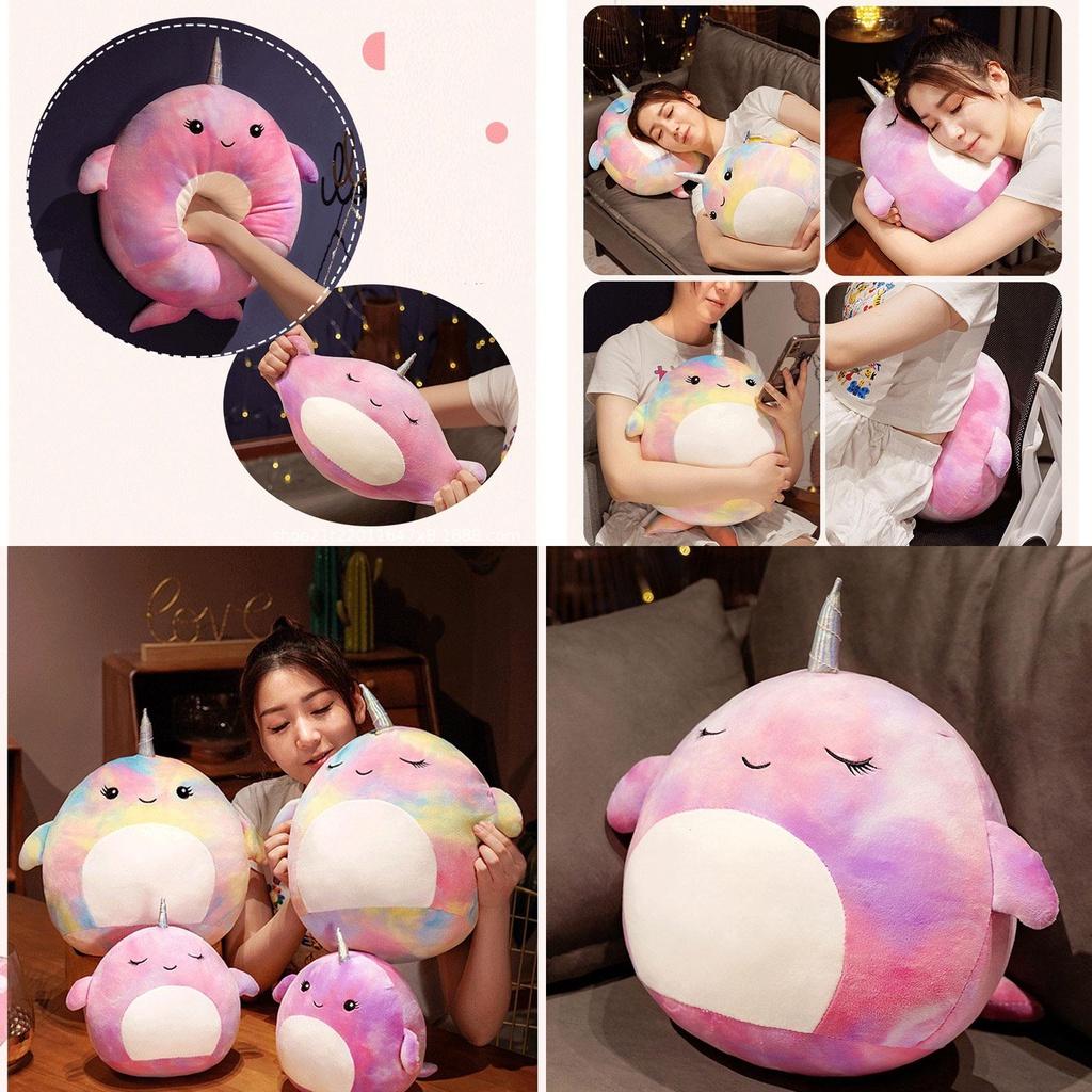Squishmallow Мультяшная Подушка-Кит Плюшевая Игрушка Коллекционная Из Эластичного Кристального Вельвета Фиолетовая/лавандовая Маленький/большой Размер Набивка ПП Хлопком