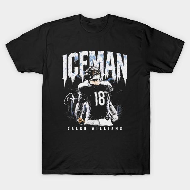 Мужская черная футболка с принтом Caleb Williams Iceman Подпись Печать на бумаге для трансфера без вырезания Хлопковая футболка
