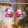 2D Плоские Акриловые Рождественские Красные Цветы Снеговик Подвески Серьги Женские Рождественские Украшения Аксессуары для Праздничной Вечеринки