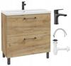 Bathroom cabinet with washbasin, tap and siphon 80x80cm, standing, Oak Craft Cassandra