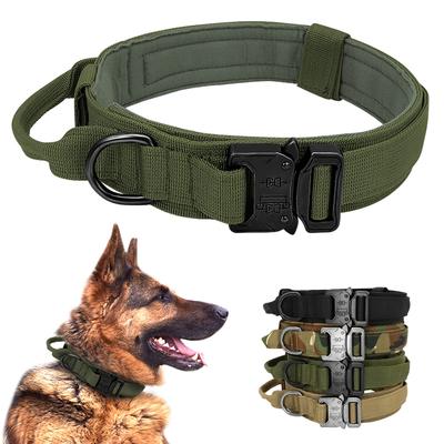 Военный тактический ошейник для собак German Shepard, средние и большие ошейники для тренировок по ходьбе, прочный ошейник для собак, ручка управления