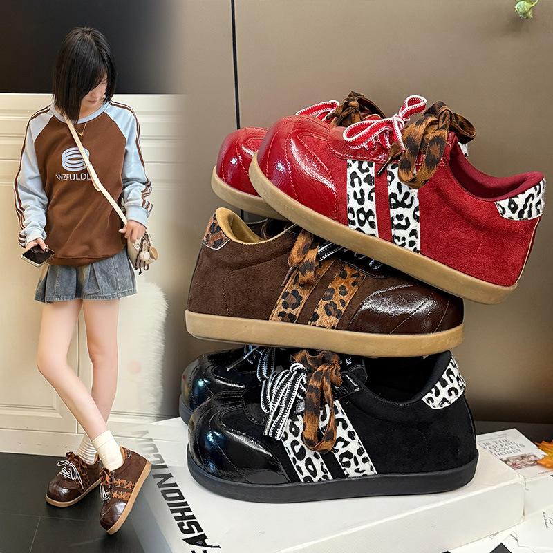 Maillard леопардовый принт немецкие тренировочные туфли женские осень 2025 новые туфли с большой головой внутренняя высота увеличение повседневные кеды