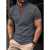 New Summer Men's Short-sleeved POLO Shirt, Stand Collar Pocket Men's Linen Pullover Monochrome Sliver, Slim Street Hot Sale,