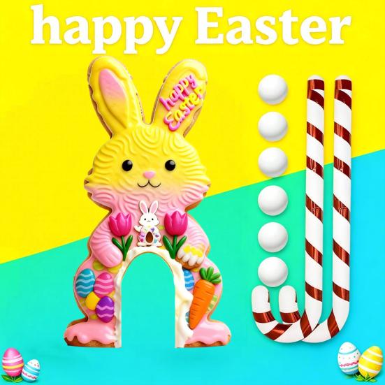 Набор для игры в гольф «Пасхальный кролик» Деревянное мини-поле для гольфа с клюшкой-леденцом и мячами для домашней пасхальной вечеринки