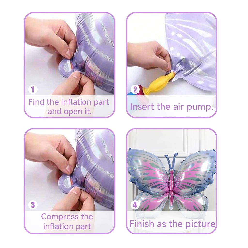 4 шт. фиолетовых воздушных шара из фольги в виде бабочек, для девочек, дня рождения, детского душа, свадьбы, предложения, вечеринки, украшения