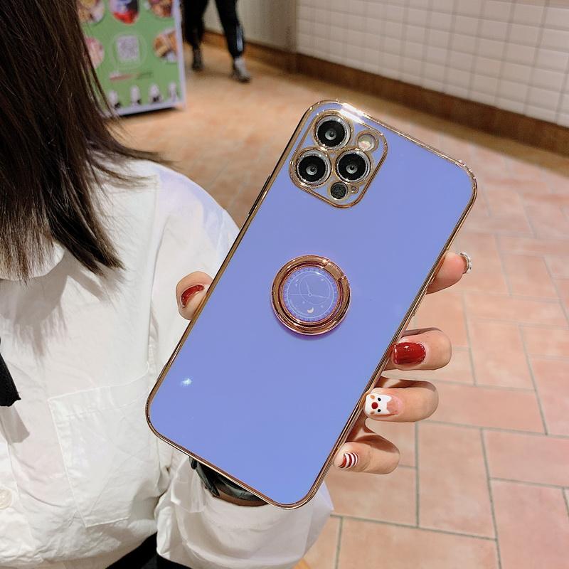 Роскошный металлический держатель для кольца, подставка, покрытие, мягкий силиконовый чехол для iPhone 16 Pro 15 Plus 11 12 13 Pro MAX 12 Mini X XR XS 8 7 Plus SE 2020
