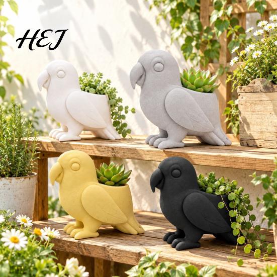 Small Plant Pot for Windowsill 3D Printed Parrot Flower Pot, Creative Animal Succulent Planter, Unique Bird Planter Succulents Shaped Container Indoor