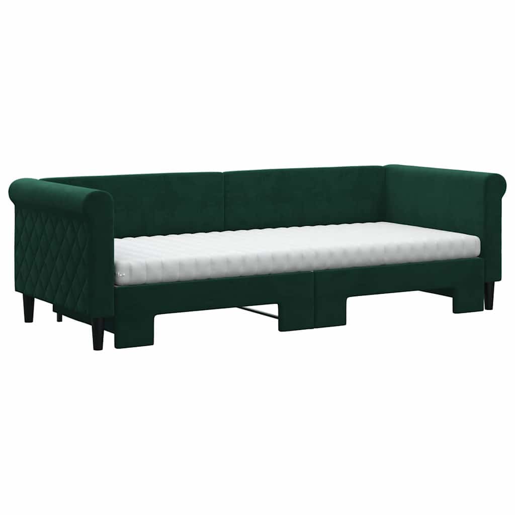 Extendable Daybed with Mattresses Dark Green 80x200 cm Velvet