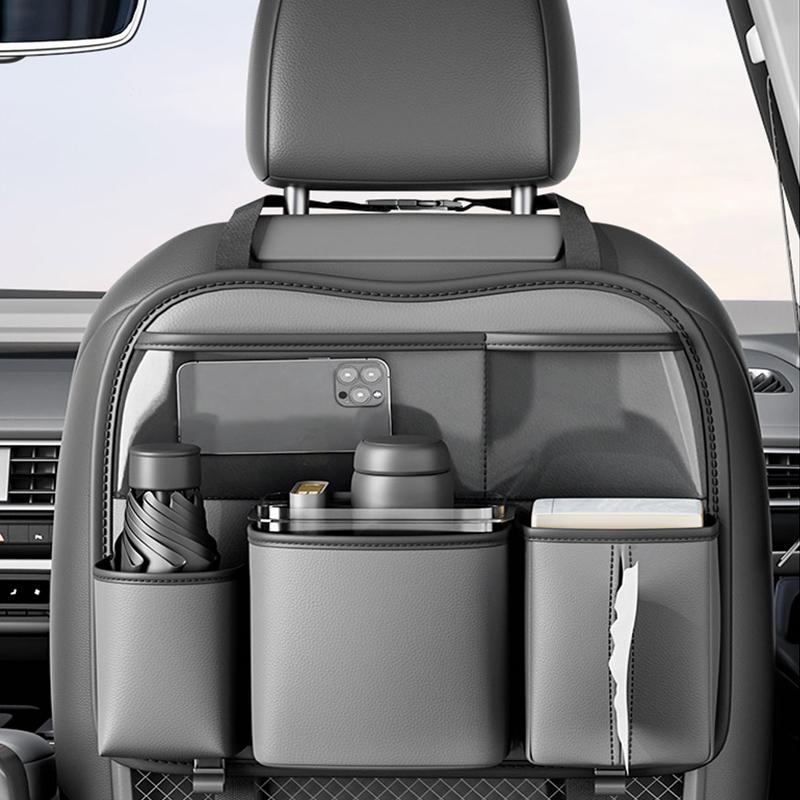 SEAMETAL Сумка для хранения на спинку сиденья автомобиля из ПУ кожи, органайзер на спинку сиденья автомобиля, коробка для салфеток, водонепроницаемая урна