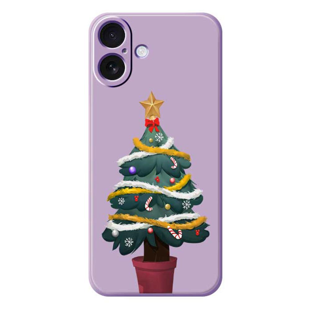 For iPhone 17 Case Christmas Tree Potted Plants Pattern Printing Straight Edge TPU Phone Back Cover