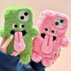 Cute Funny Plush Magnetic Sticky Tongue Monster Phone Case for Iphone 16 15 14 Pro Max/Samsung S25 S24 Ultra S23 FE S22 Plus A16 A15 A25 A35 A55 Case