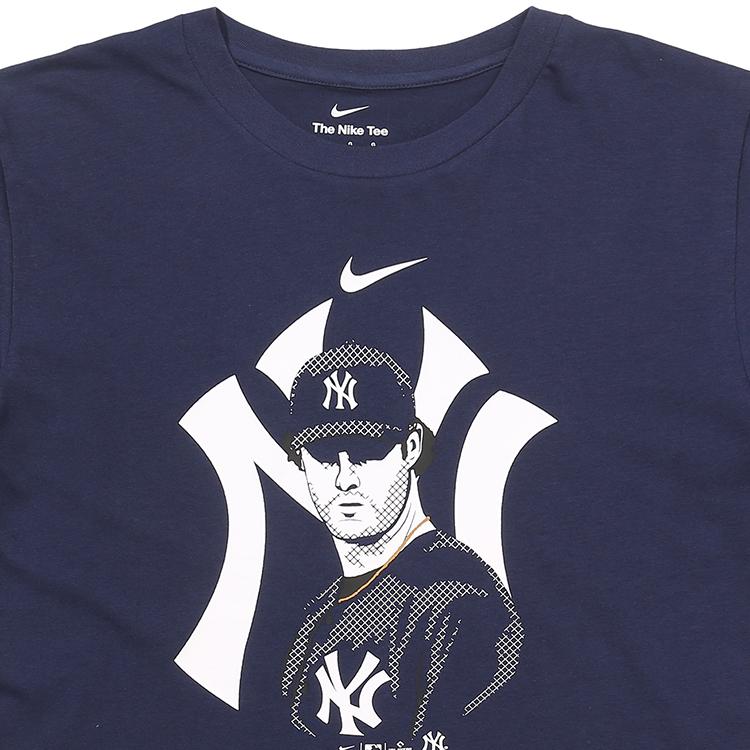 Nike Коллаборационная футболка MLB New York Yankees с принтом персонажа, круглым вырезом и коротким рукавом, американский винтаж, детские топы, темно-синий 3Z3B7SBGN-NYYGC