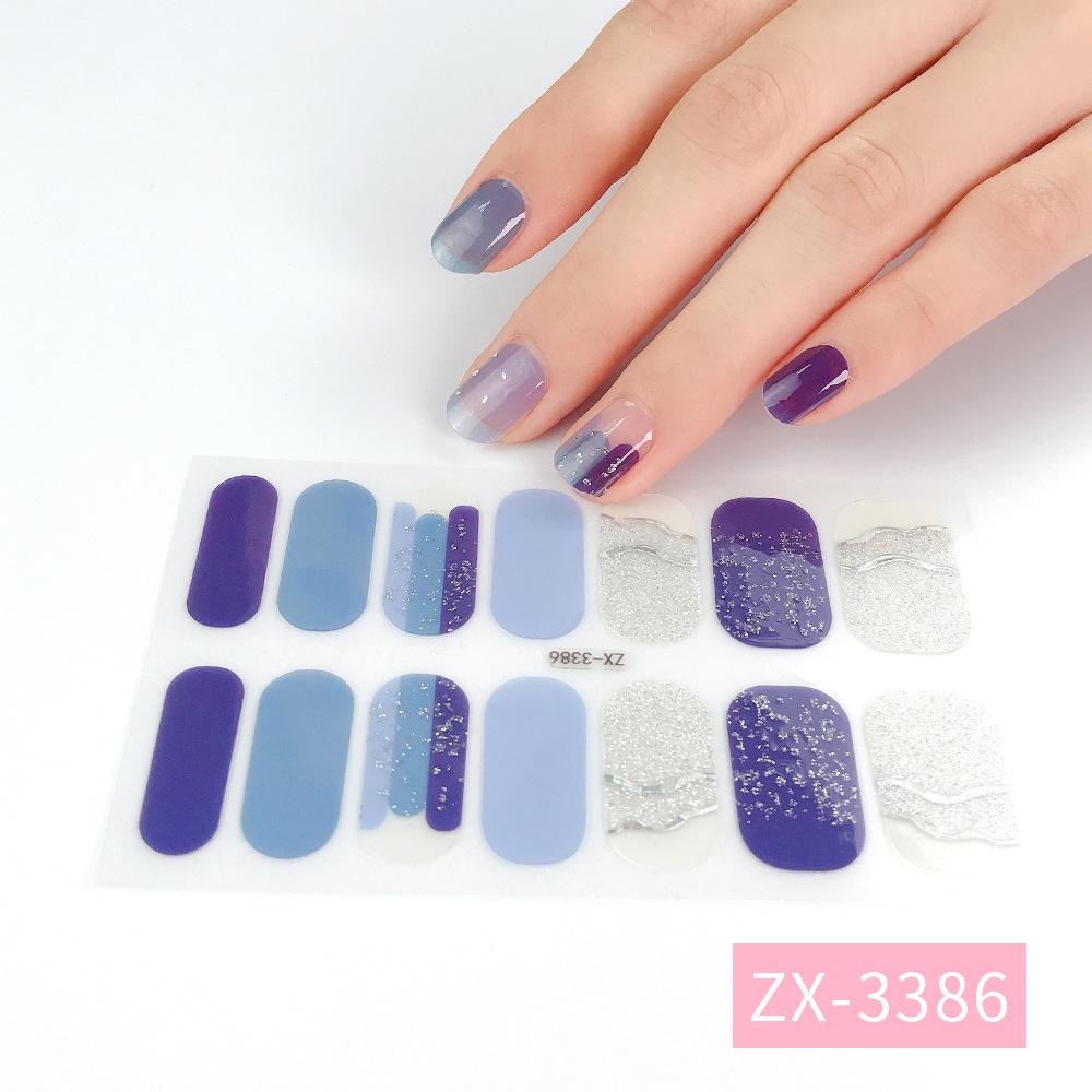 ZX 3D Waterproof No-Cure Gel Nail Wraps, Full Cover Japanese & Korean Style Spring & Summer Nail Stickers, Nail Patch Films