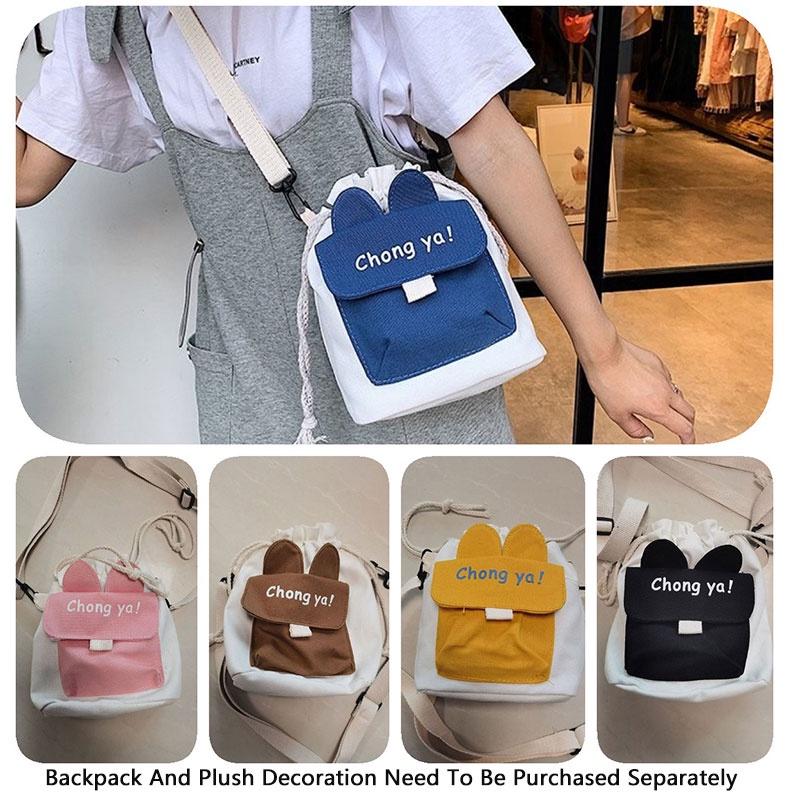 Стильная холщовая сумка через плечо с милыми значками в виде кролика и морковки, доступная в нескольких цветах