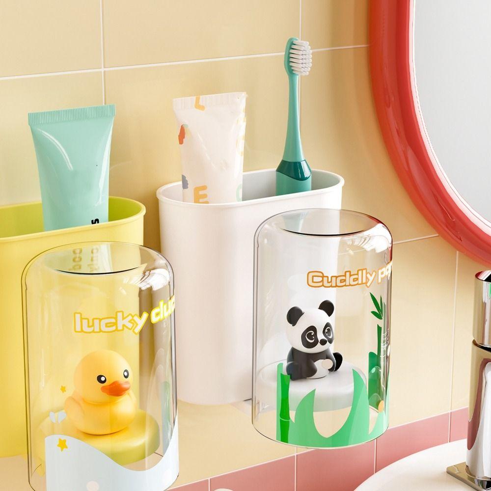 Пластиковый настенный держатель для зубных щеток, без перфорации, стойка для хранения стаканов для полоскания, ванная комната