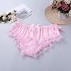 Sissy Shiny Soft Satin Lingerie Ruffled Floral Lace Cute Bowknot Knickers Briefs Gay Men Underwear