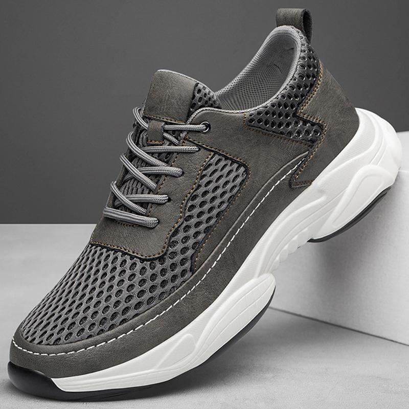 Fashion Breathable Sneakers Man Elevator Shoes Height Increase Insole 8cm Black Taller Shoes Men Leisure Fashion Sports Plus Size 37-44