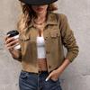 Autumn and Winter Solid Loose Corduroy Jackets Women Long Sleeve Vintage Khaki Outwear Coat Women Elegant Single Breasted Casual Jackets Female 24701