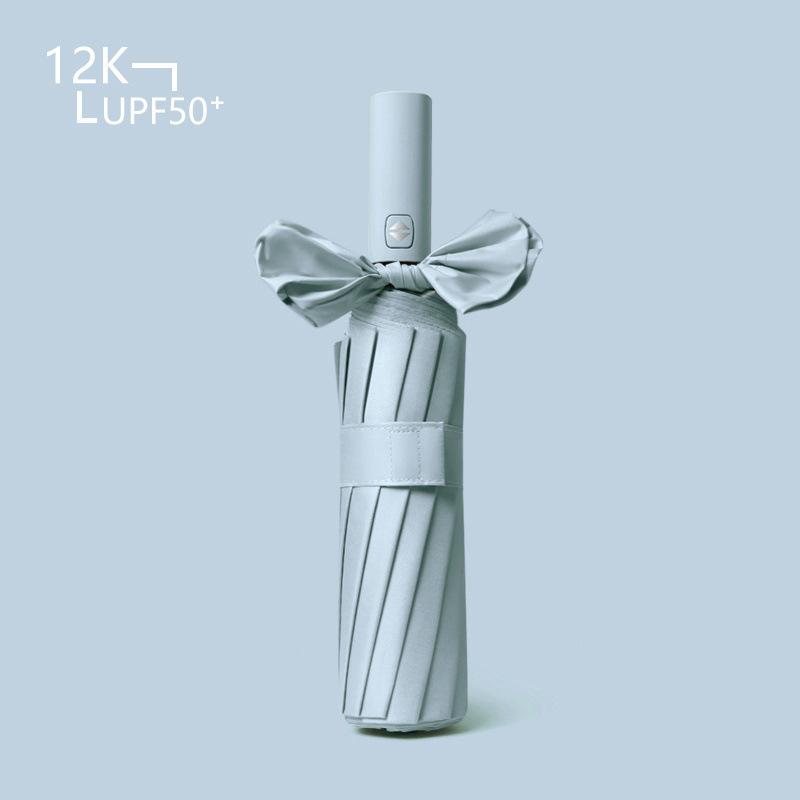 Fully Automatic 12-bone Large Sun Umbrella, Folding Vinyl Sunscreen Parasol, Weather and Rain Umbrella Can Be